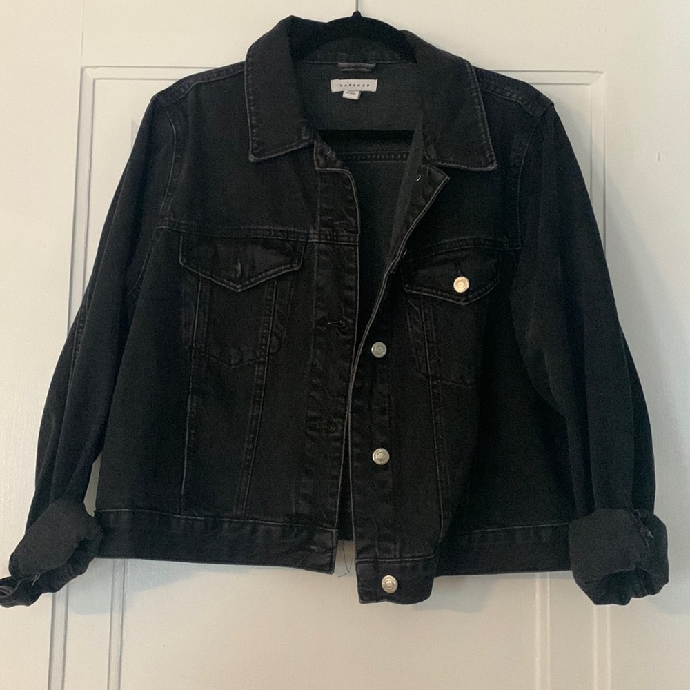 Topshop Black denim jacket, size 12